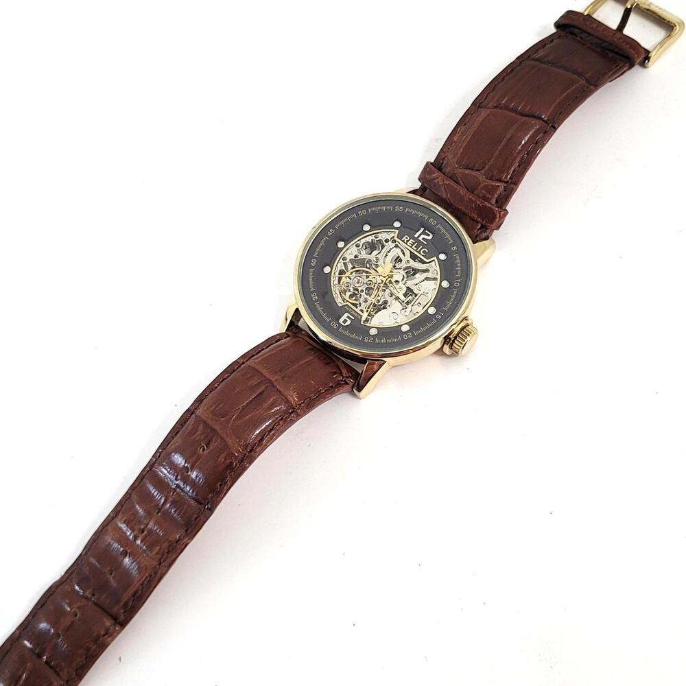 Fossil Relic Automatic Skeleton Watch Leather Str… - image 4